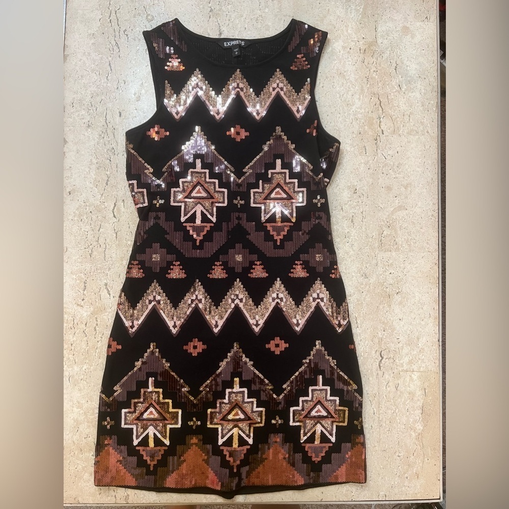 Express Southwest Sequins Design Dress Size Small
